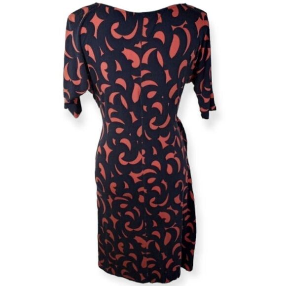 ANN TAYLOR BLACK & CORAL/PINK FAUX WRAP DRESS SZ.S GUC. - Picture 5 of 7